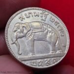 Silver coin 50 satang, Siam Rath, King Rama VII, year 1929 - Image 2