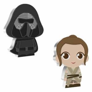 2021 Niue Star Wars Resilient Rey and Kylo Ren Chibi 1 oz Silver Colorized Proof