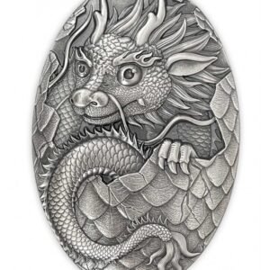2024 Djibouti Dragon Egg 5oz Silver Shaped Antique Finish Coin