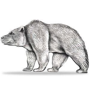 2021 1oz Chad Bear Shaped .999 Silver Antique High Relief Coin