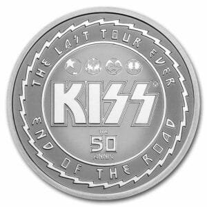 2023 - 50 Years KISS 1oz 999 Niue $2 Silver Coin Silver ST/BU