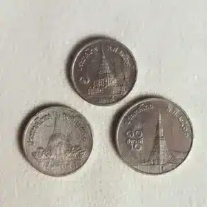 1944 - Thailand Set of 3 Coins (1-5-10 Satang) Tin coin - Bua Kanok Khaeng Singh pattern, unused