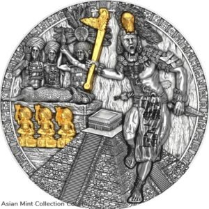 2020 - Holcan Mayan Warrior 2 oz Antique Finish Silver Coin 5$ Niue