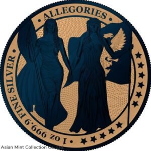 2019 5 Mark Columbia & Germania-Gilded & Dark Blue 1 Oz Silver Coin