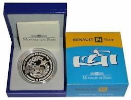 2005 France Large Silver 1.5 Euro Car Racing Renault Team F1 Box - 00029/10000