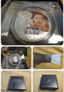 2016 NIUE Star Wars Rey 1 Oz Silver Proof Colorized $2 Coin with the Box & COA