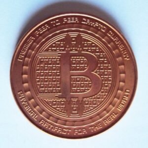 USA .999 Fine Copper Round 'Bitcoin' image - 1 Ounce Avoirdupois - UNC