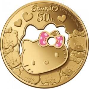 2010 NIUE Island-PAMP Minted Sanrio 50TH Anniversary $10 Hello Kitty Love Shaped Colorized Silver
