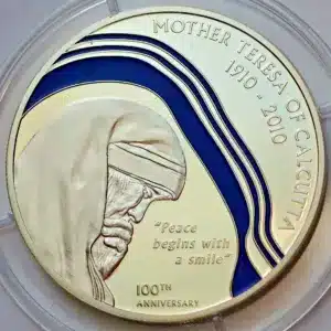 Palau 2 dollars 2010, 100th Anniversary of Mother Teresa, Silver COA