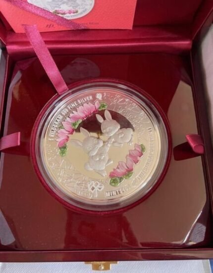 2023 Lunar Rabbit 1kg Silver proof like coloured Medallion