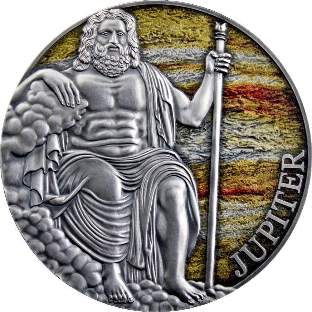 2021 - Jupiter Planets and Gods 3 oz Antique finish Silver Coin CFA
