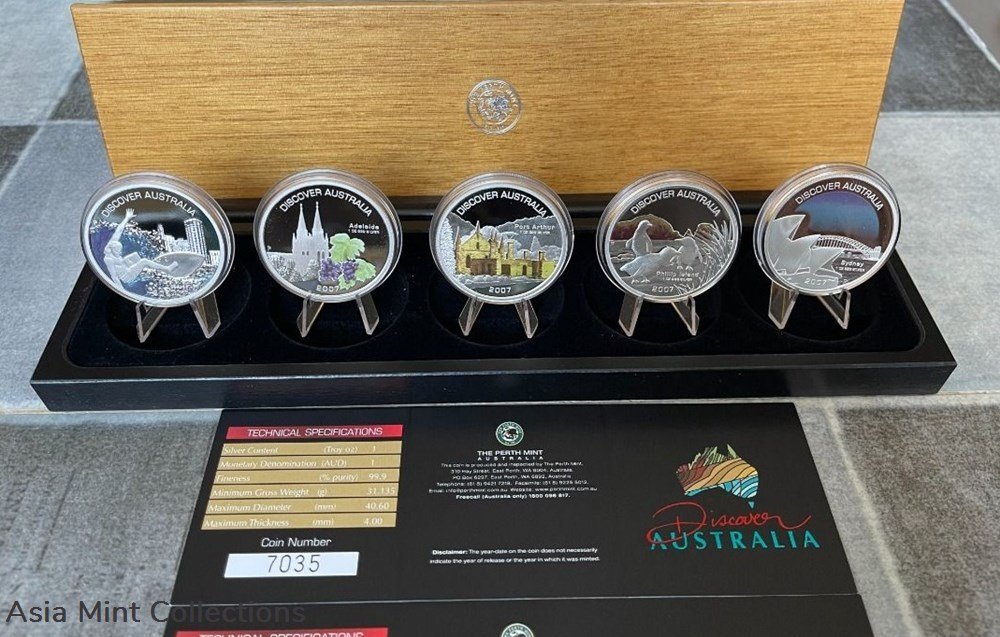 2007 Australia $1 Discover Australia Landmarks Series Silver Proof 5-Coin