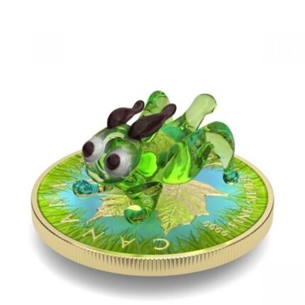 2022 - 1 Oz Silver Coin $5 Canada Maple Leaf Murano Glass Series - Grasshopper