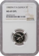 1980-FM (U) Papua New Guinea 5 Tofa NGC MS 69 DPL Top Pop! Low Mintage: 1120 - Image 3