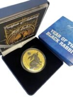 2023 - 1 Oz Silver 50 Francs Rwanda YEAR OF THE RABBIT Gilded Ruthenium Coin - 222/1000 - Image 4