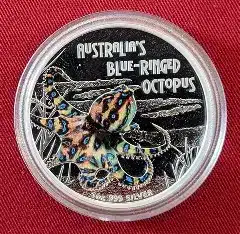 OIP-24.webp 2008 Australia Blue-Ringed Octopus 1 Oz Silver Proof Coin with Color - Perth Mint - Image 1