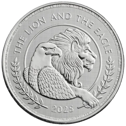UNITED KINGDOM. UK. 1 OUNCE SILVER. "THE LION AND THE EAGLE". 2025