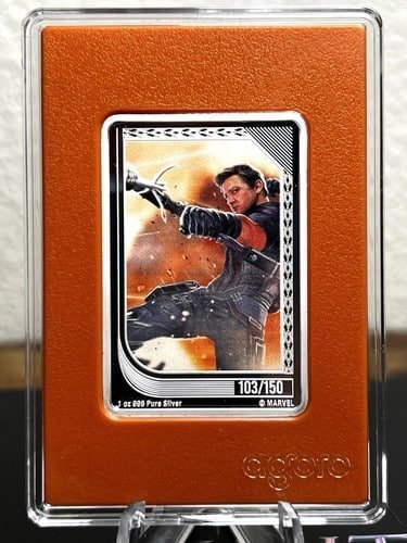 2025 Agoro Marvel INFINITY SAGA Trading Coin HAWKEYE #103 Topaz Mintage 1oz