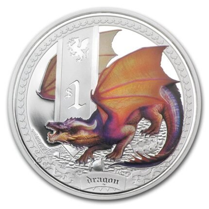 2014 Australian Mythical Creatures Dragon 1 Oz Silver Proof Coin Uncirculated