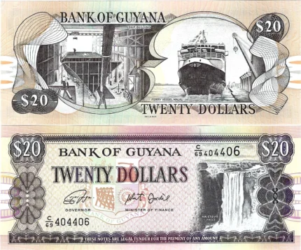 Guyana Banknote UNC 20 Dollars Bank of Guyana
